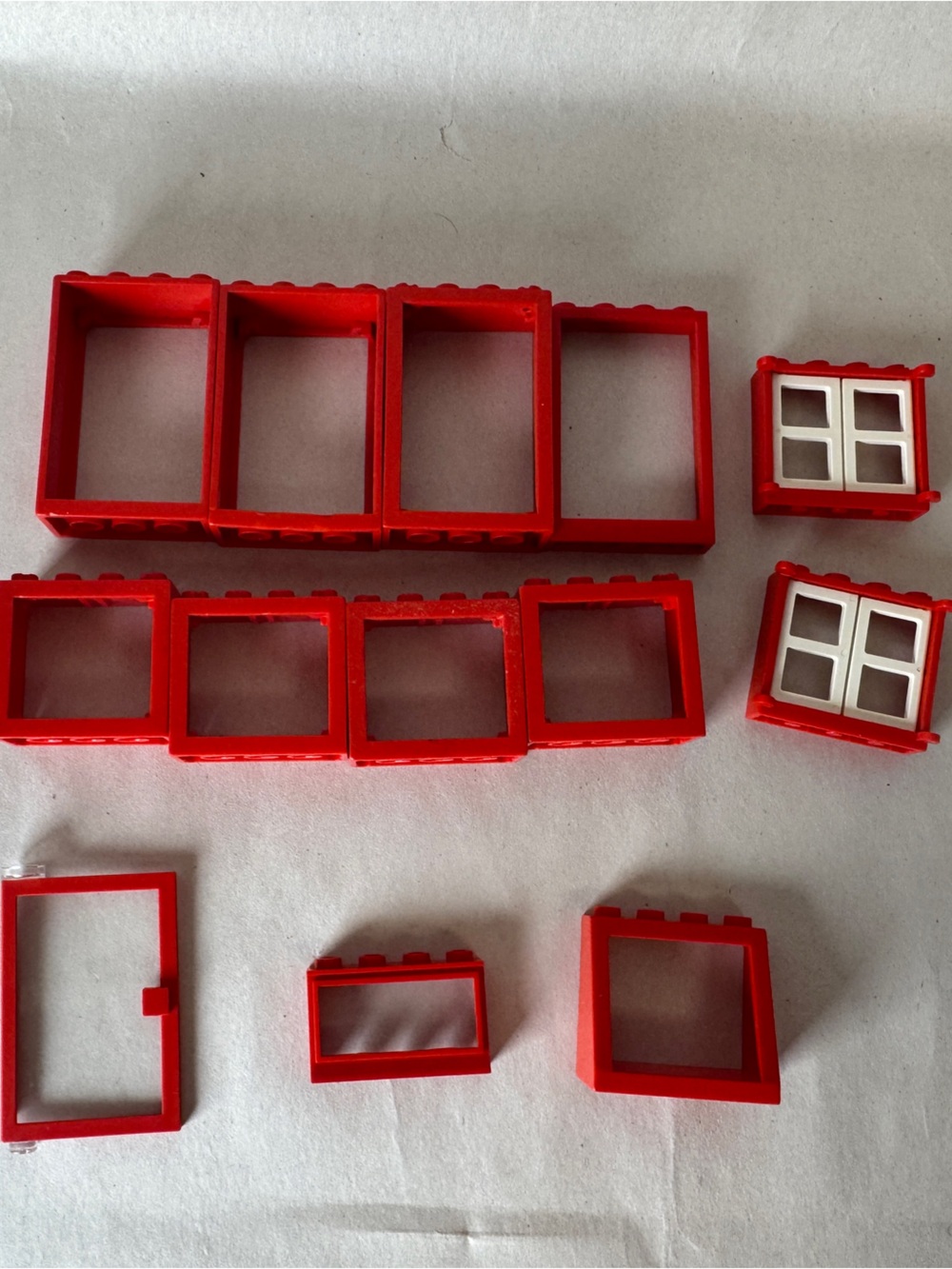 Lego Red Window and Door Frame Pieces